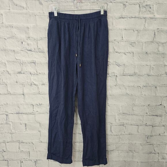 Cable & Gauge pants Sz M bllue casual linen and rayon blend pockets A33 - Picture 1 of 3